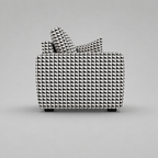 Orion Classic Houndstooth 3 Seater Premium Polyester Upholstered Sofa in White & Black