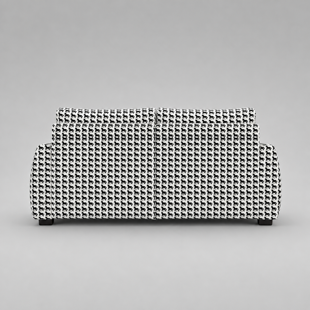 Orion Classic Houndstooth 3 Seater Premium Polyester Upholstered Sofa in White & Black