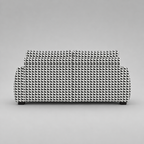 Orion Classic Houndstooth 3 Seater Premium Polyester Upholstered Sofa in White & Black