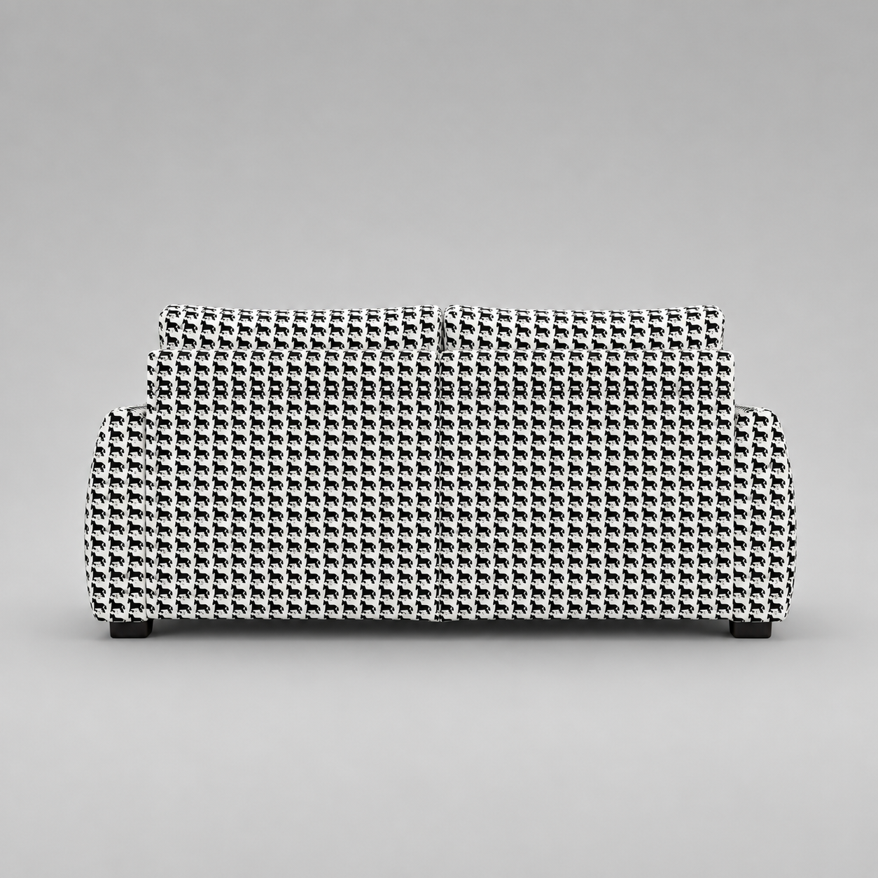 Orion Classic Houndstooth 3 Seater Premium Polyester Upholstered Sofa in White & Black