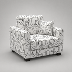 Orion Modern Muse 1 Seater Premium Polyester Upholstered Sofa in White & Black