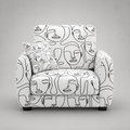 Orion Modern Muse 1 Seater Premium Polyester Upholstered Sofa in White & Black
