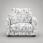 Orion Modern Muse 1 Seater Premium Polyester Upholstered Sofa in White & Black