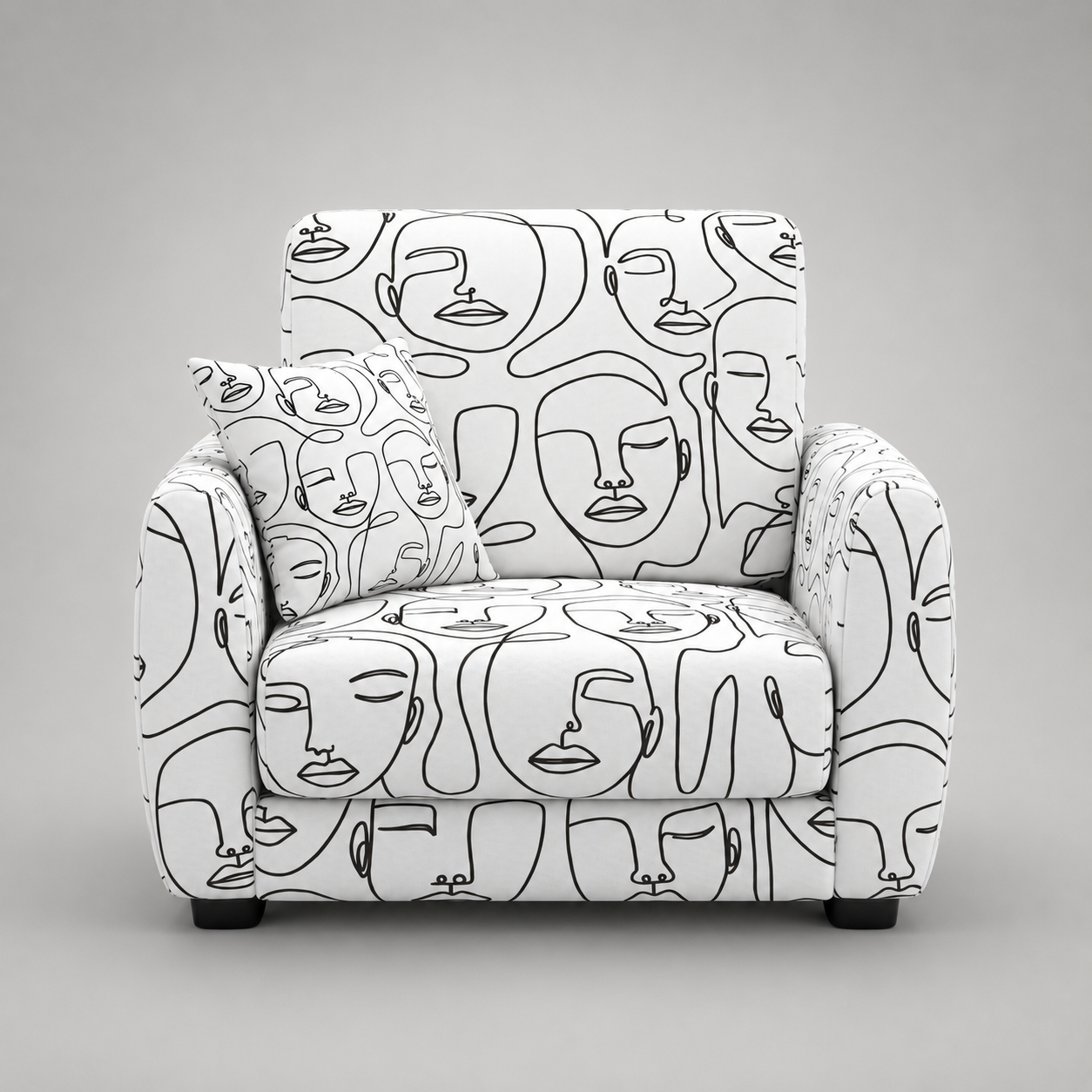 Orion Modern Muse 1 Seater Premium Polyester Upholstered Sofa in White & Black