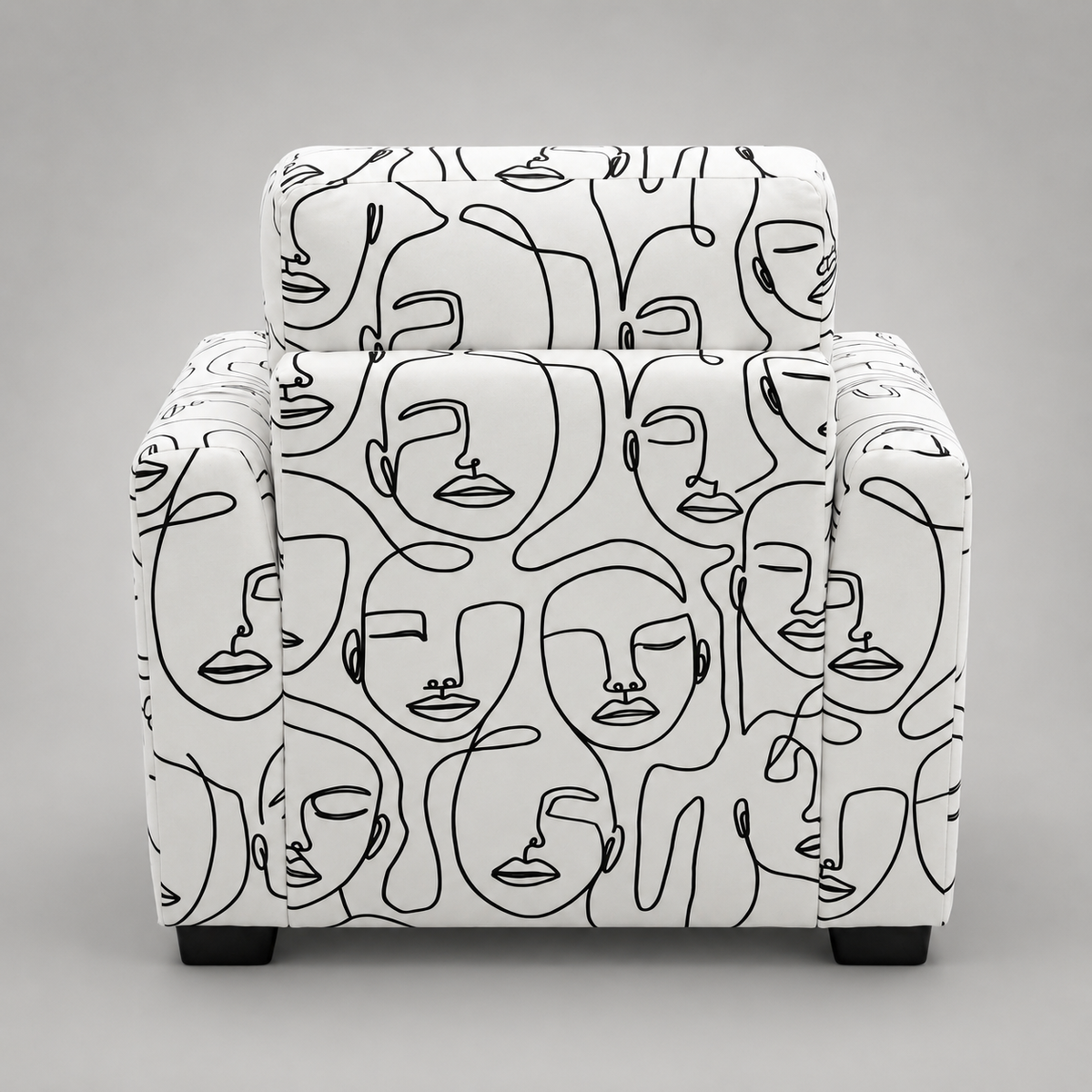 Orion Modern Muse 1 Seater Premium Polyester Upholstered Sofa in White & Black