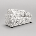 Orion Modern Muse 2 Seater Premium Polyester Upholstered Sofa in White & Black