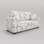 Orion Modern Muse 2 Seater Premium Polyester Upholstered Sofa in White & Black