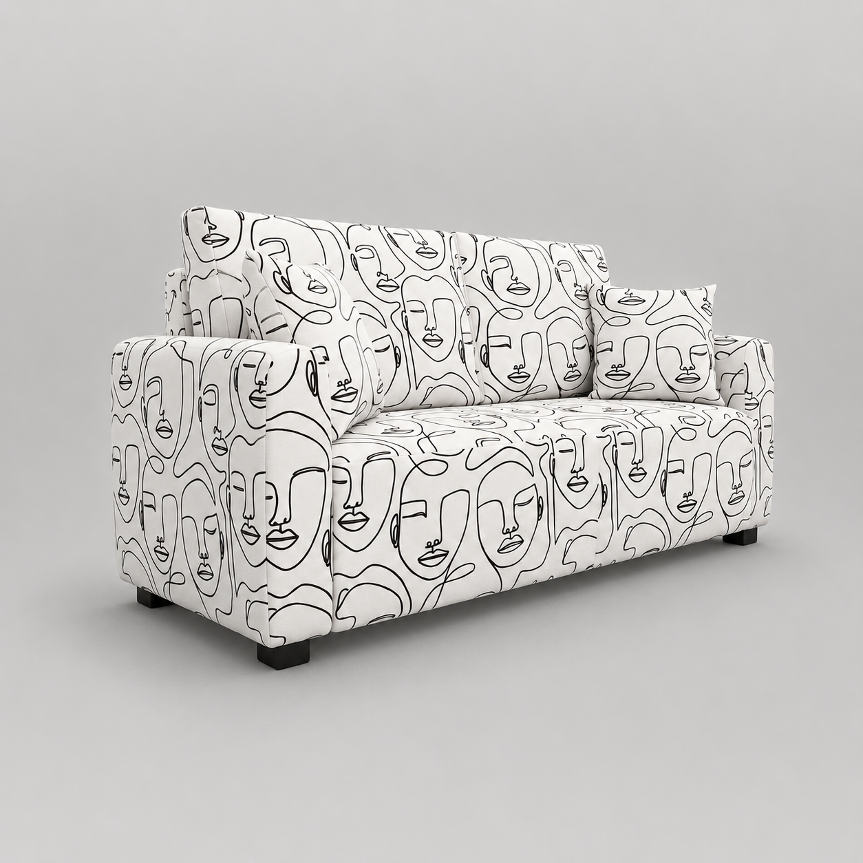 Orion Modern Muse 2 Seater Premium Polyester Upholstered Sofa in White & Black