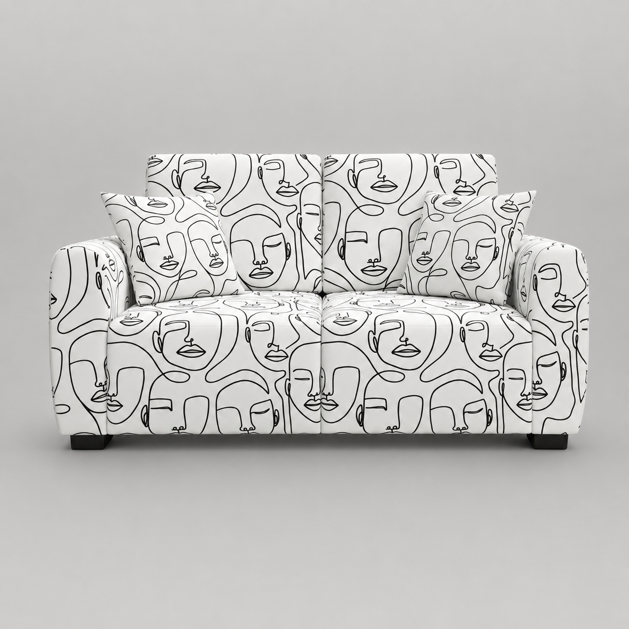 Orion Modern Muse 2 Seater Premium Polyester Upholstered Sofa in White & Black