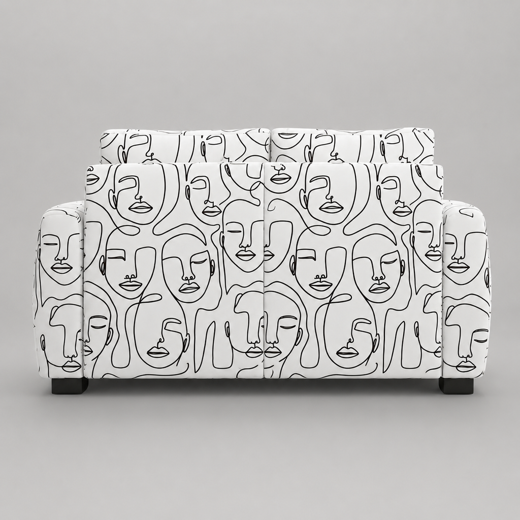 Orion Modern Muse 2 Seater Premium Polyester Upholstered Sofa in White & Black