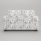Orion Modern Muse 2 Seater Premium Polyester Upholstered Sofa in White & Black