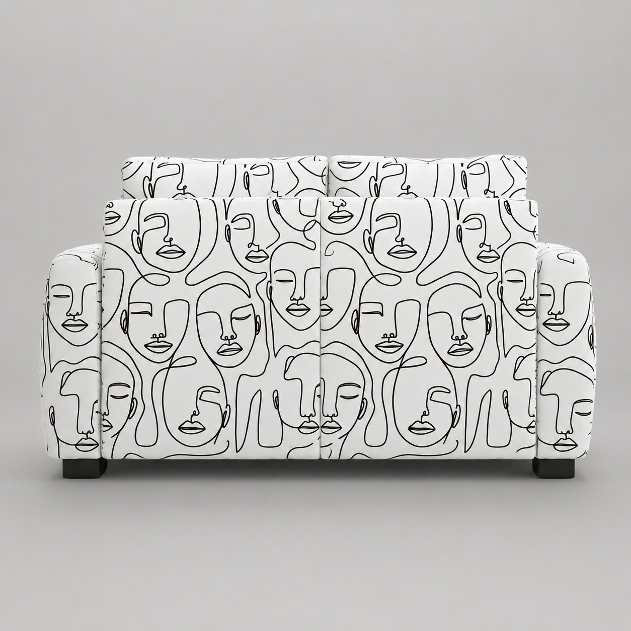 Orion Modern Muse 2 Seater Premium Polyester Upholstered Sofa in White & Black