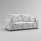 Orion Modern Muse 3 Seater Premium Polyester Upholstered Sofa in White & Black