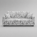 Orion Modern Muse 3 Seater Premium Polyester Upholstered Sofa in White & Black