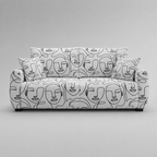Orion Modern Muse 3 Seater Premium Polyester Upholstered Sofa in White & Black