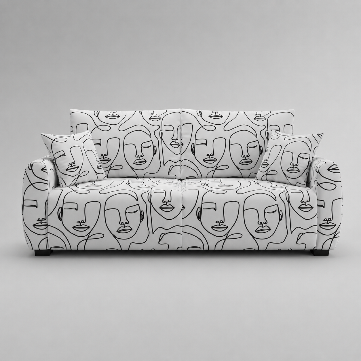 Orion Modern Muse 3 Seater Premium Polyester Upholstered Sofa in White & Black