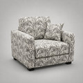 Orion Safari Sketch 1 Seater Premium Polyester Upholstered Sofa in White & Black