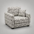 Orion Safari Sketch 1 Seater Premium Polyester Upholstered Sofa in White & Black