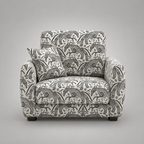 Orion Safari Sketch 1 Seater Premium Polyester Upholstered Sofa in White & Black
