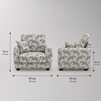 Orion Safari Sketch 1 Seater Premium Polyester Upholstered Sofa in White & Black