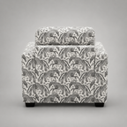 Orion Safari Sketch 1 Seater Premium Polyester Upholstered Sofa in White & Black