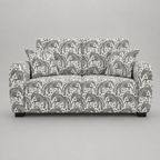 Orion Safari Sketch 2 Seater Premium Polyester Upholstered Sofa in White & Black