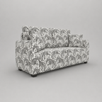 Orion Safari Sketch 2 Seater Premium Polyester Upholstered Sofa in White & Black
