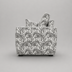 Orion Safari Sketch 2 Seater Premium Polyester Upholstered Sofa in White & Black