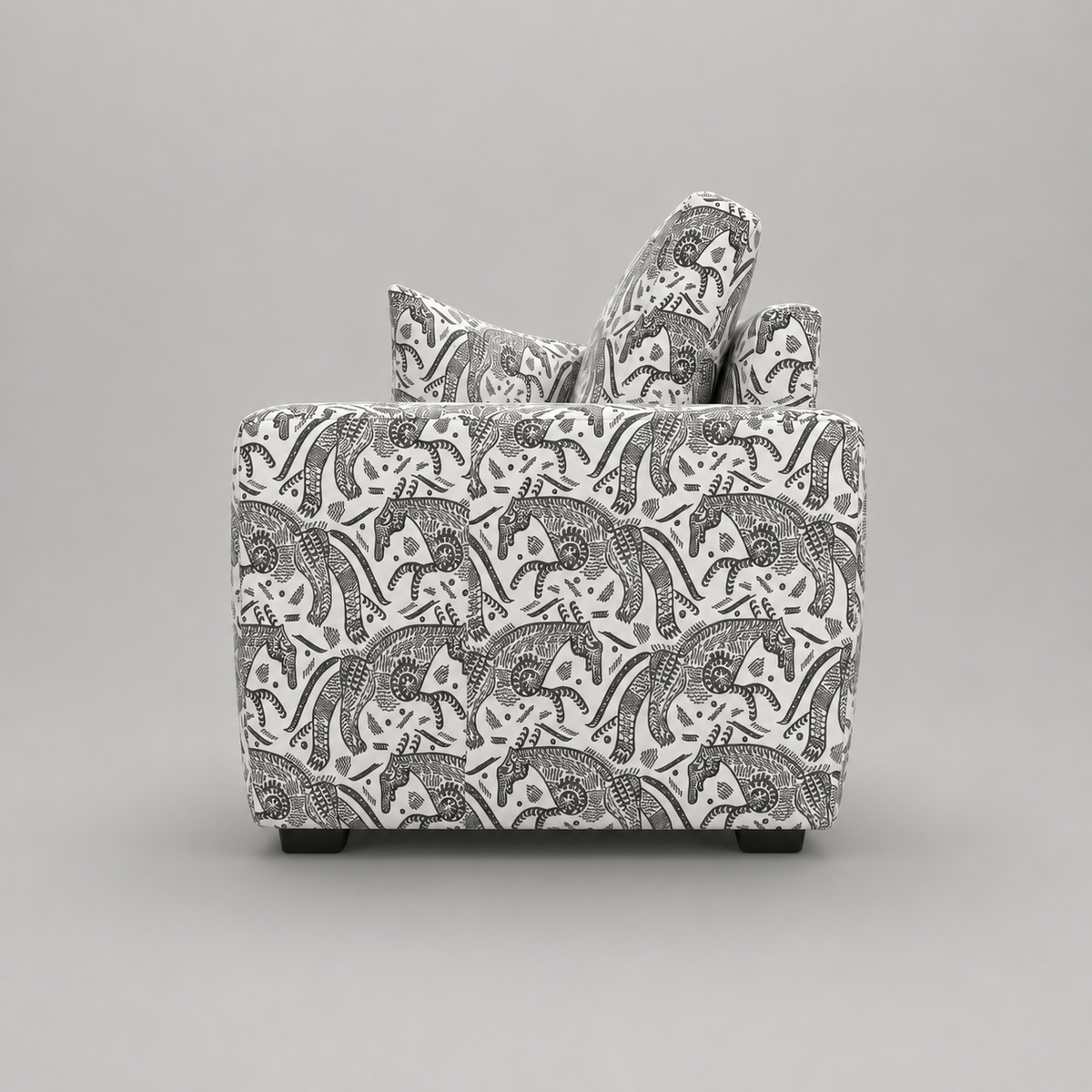 Orion Safari Sketch 2 Seater Premium Polyester Upholstered Sofa in White & Black