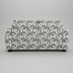 Orion Safari Sketch 2 Seater Premium Polyester Upholstered Sofa in White & Black