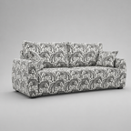 Orion Safari Sketch 3 Seater Premium Polyester Upholstered Sofa in White & Black