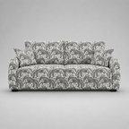 Orion Safari Sketch 3 Seater Premium Polyester Upholstered Sofa in White & Black