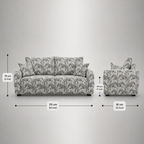Orion Safari Sketch 3 Seater Premium Polyester Upholstered Sofa in White & Black