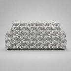 Orion Safari Sketch 3 Seater Premium Polyester Upholstered Sofa in White & Black