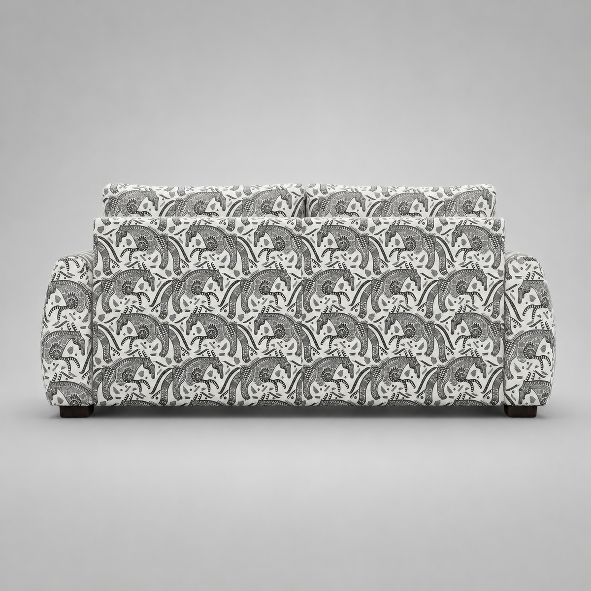 Orion Safari Sketch 3 Seater Premium Polyester Upholstered Sofa in White & Black