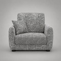 Orion Urban Maze 1 Seater Premium Polyester Upholstered Sofa in White & Black