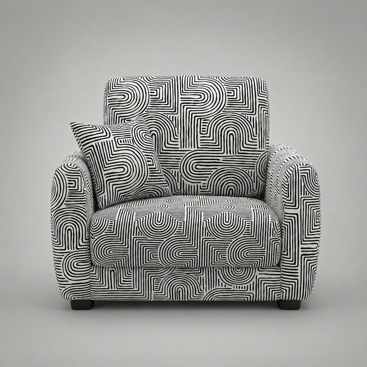 Orion Urban Maze 1 Seater Premium Polyester Upholstered Sofa in White & Black