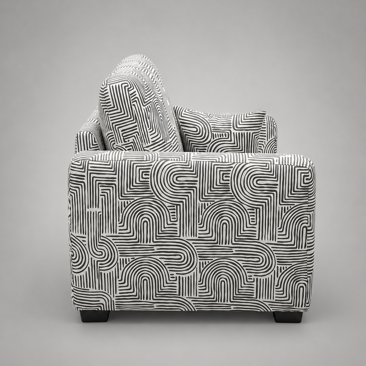 Orion Urban Maze 1 Seater Premium Polyester Upholstered Sofa in White & Black