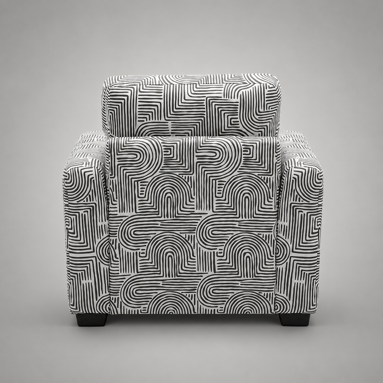 Orion Urban Maze 1 Seater Premium Polyester Upholstered Sofa in White & Black