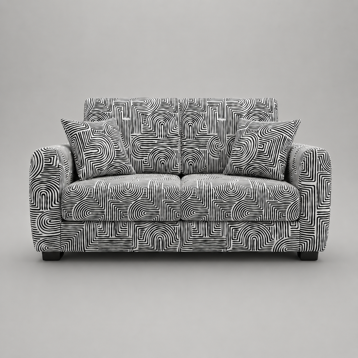 Orion Urban Maze 2 Seater Premium Polyester Upholstered Sofa in White & Black