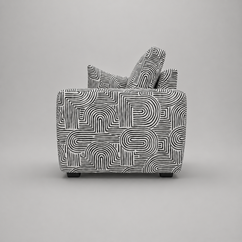 Orion Urban Maze 2 Seater Premium Polyester Upholstered Sofa in White & Black