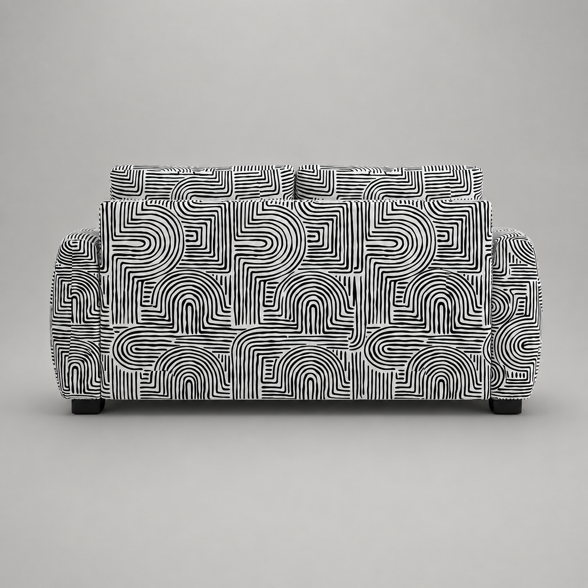 Orion Urban Maze 2 Seater Premium Polyester Upholstered Sofa in White & Black