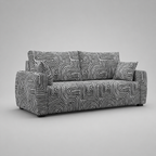 Orion Urban Maze 3 Seater Premium Polyester Upholstered Sofa in White & Black