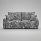 Orion Urban Maze 3 Seater Premium Polyester Upholstered Sofa in White & Black