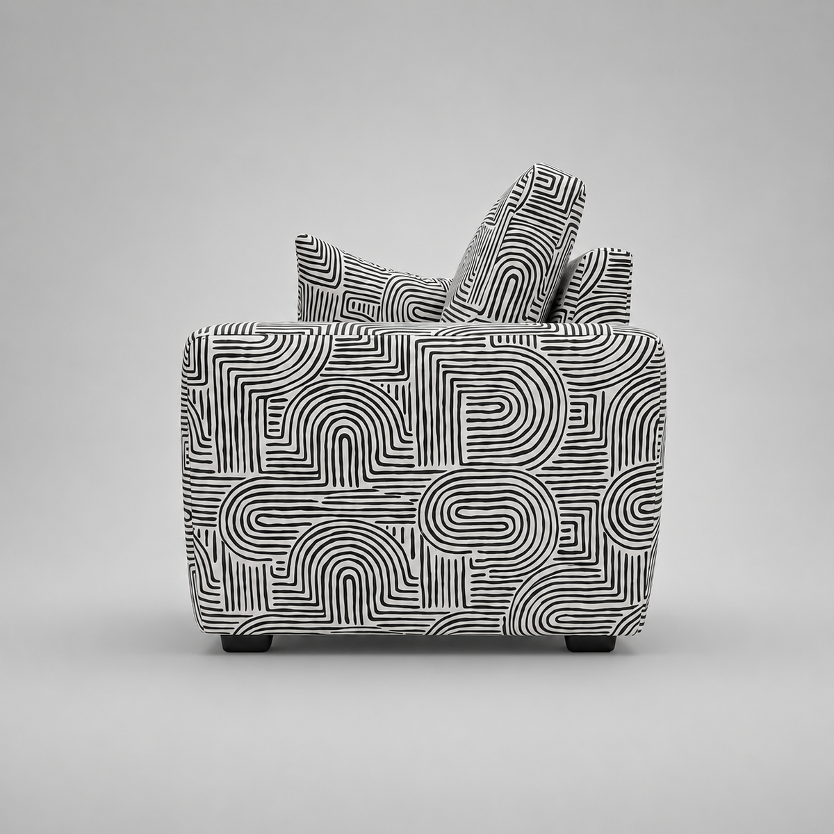 Orion Urban Maze 3 Seater Premium Polyester Upholstered Sofa in White & Black