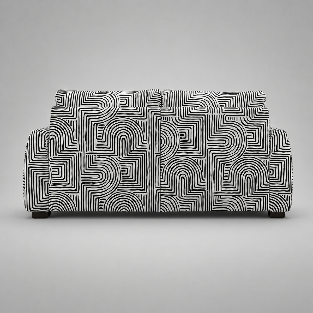 Orion Urban Maze 3 Seater Premium Polyester Upholstered Sofa in White & Black