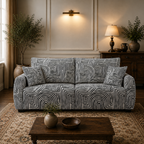 Orion Urban Maze 3 Seater Premium Polyester Upholstered Sofa in White & Black