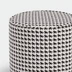 Regent Classic Houndstooth Premium Polyester Fabric Ottoman Pouffe in White & Black