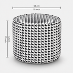 Regent Classic Houndstooth Premium Polyester Fabric Ottoman Pouffe in White & Black