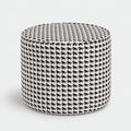 Regent Classic Houndstooth Premium Polyester Fabric Ottoman Pouffe in White & Black